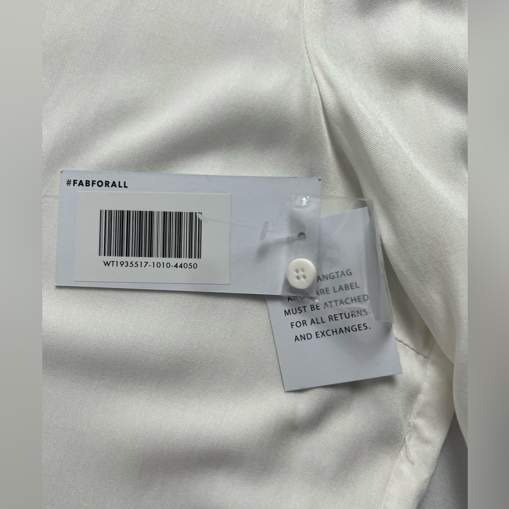 JustFab Ivory Rayon Sheer Button Down Office Career Fall Layering - Picture 5 of 11
